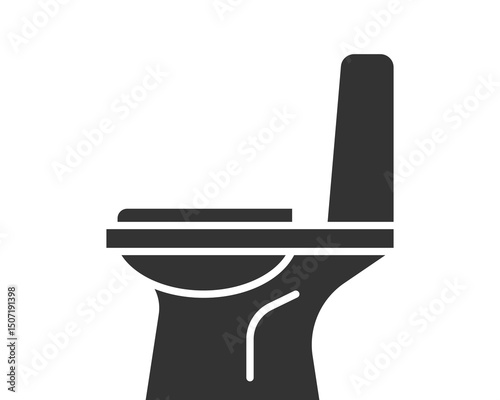 Minimalist icon of a toilet. Simple design. Suitable for illustrating plumbing, sanitary ware, or bathroom facilities in websites and infographics. Clean and modern style.