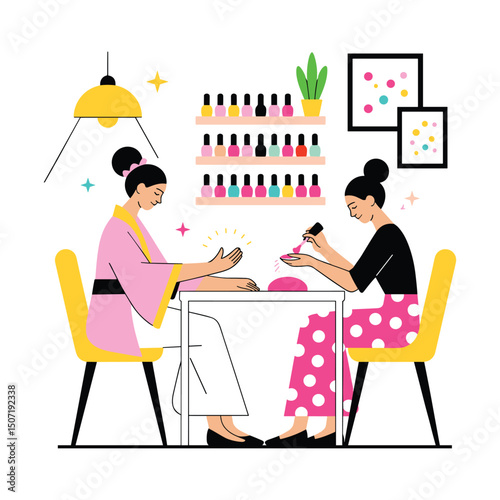 Minimalist Nail Salon Vector Scene