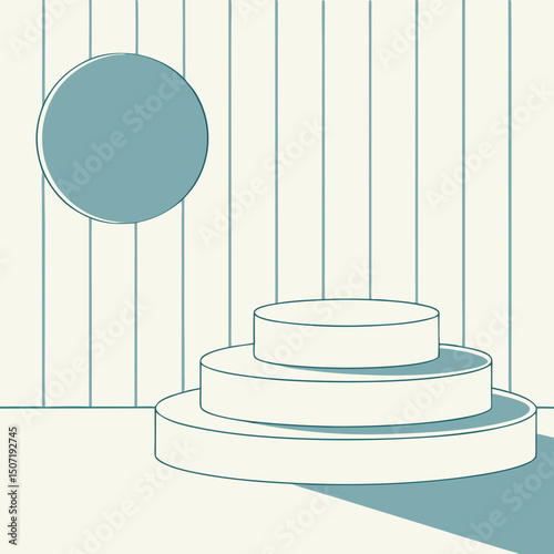 Minimalist Product Display with Three-Tiered Pedestal and Circle