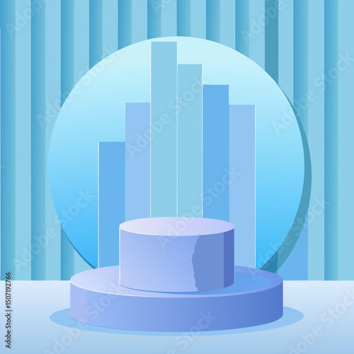 Abstract Pastel Blue Background with Two Tiered Cylinder Display Stand
