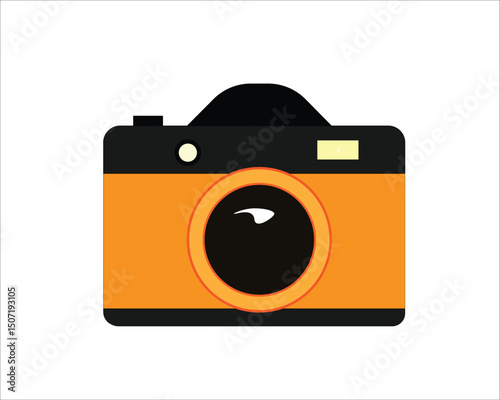 Orange camera on white background