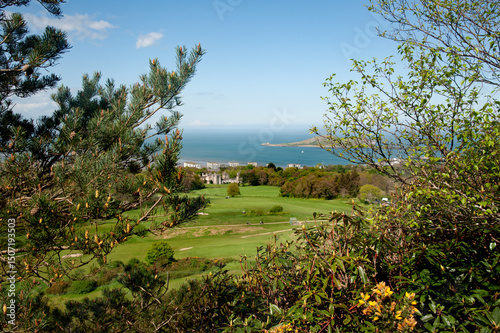 View on the Howth peninsula and golf coursein Deer park, Dublin, Ireland