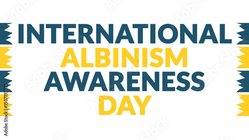 International Albinism Awareness Day text with side lines on a White background. Which is observed every year in June to celebrate Albinism Awareness Day.