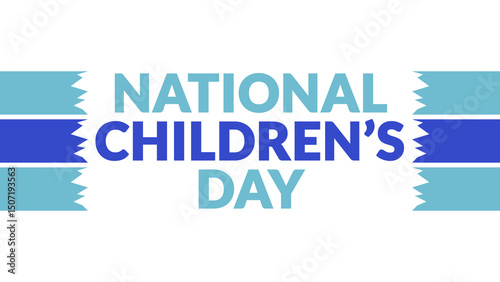 National Children’s Day text with side lines on a White background. Which is observed every year in June to celebrate National Children’s Day.