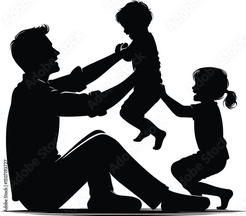 Father and child bonding vector illustration isolated on a white background