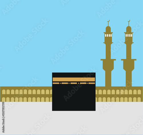 od, cube, gold, holy, islam, mecca, koran, place, allah, mosque, vector, symbol, simple, makkah, sacred, towers, muslim, concept, worship, clipart, islamic, religion, abrahamic, historical, hajj, haj,