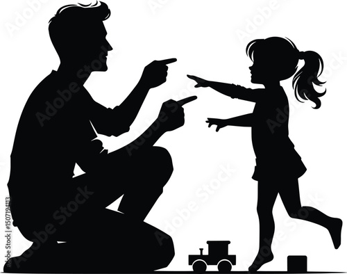 Father and child bonding vector illustration isolated on a white background