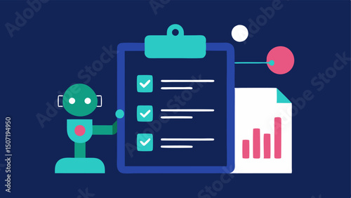 Lab Results Summary A vector depicting a clipboard with lab results combined with a holographic AI assistant presenting key diagnostic insights beside it.