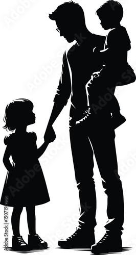 Father and child bonding vector illustration isolated on a white background