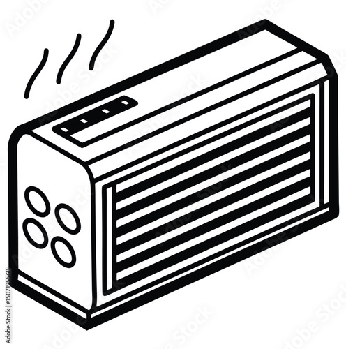 Split air conditioner outdoor unit line art graphic isolated on white background