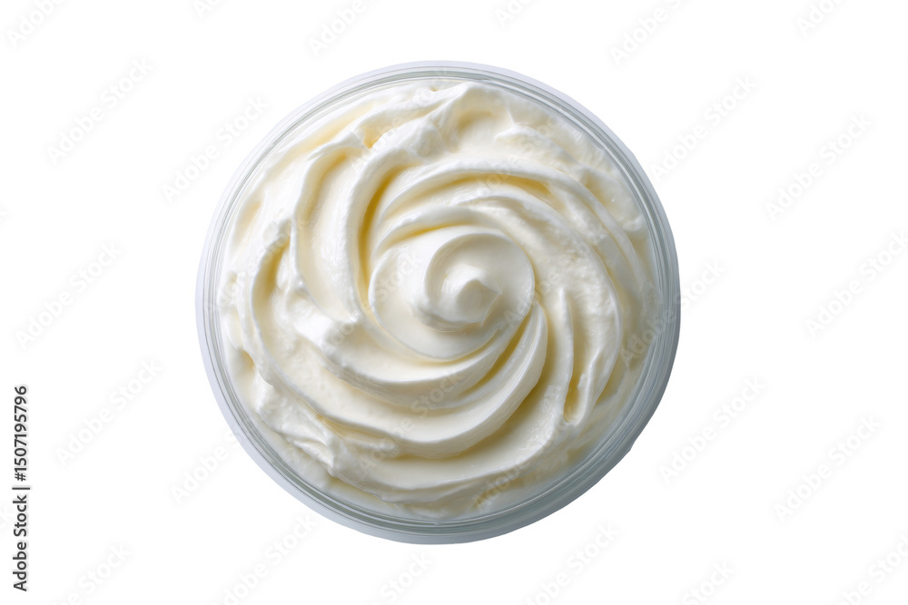 Whipped cream in a glass bowl. Whipped cream in a glass bowl.