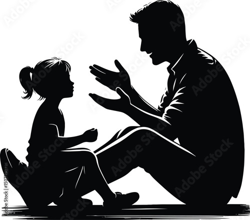Father and child bonding vector illustration isolated on a white background