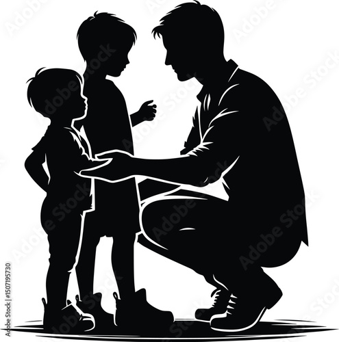 Father and child bonding vector illustration isolated on a white background