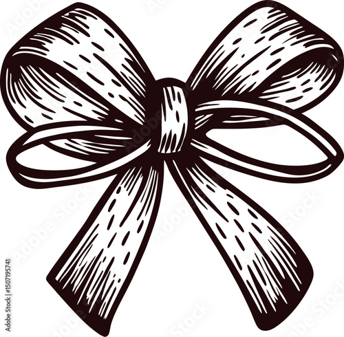 Detailed sketch of a decorative bow with textured ribbons