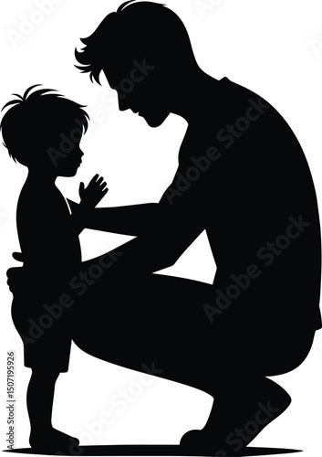 Father and child bonding vector illustration isolated on a white background
