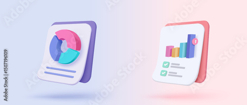 3d clipboard with business idea goals on project plan, fast progress, analytics icon. Business invoice bill expenses idea, checklist clipboard for target concept. 3d icon vector render illustration