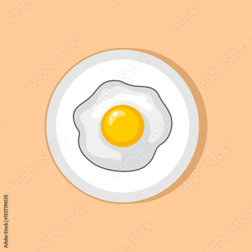 fried egg on plate illustration