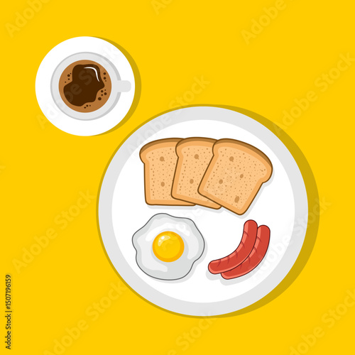 breakfast plate with coffee cup vector illustration