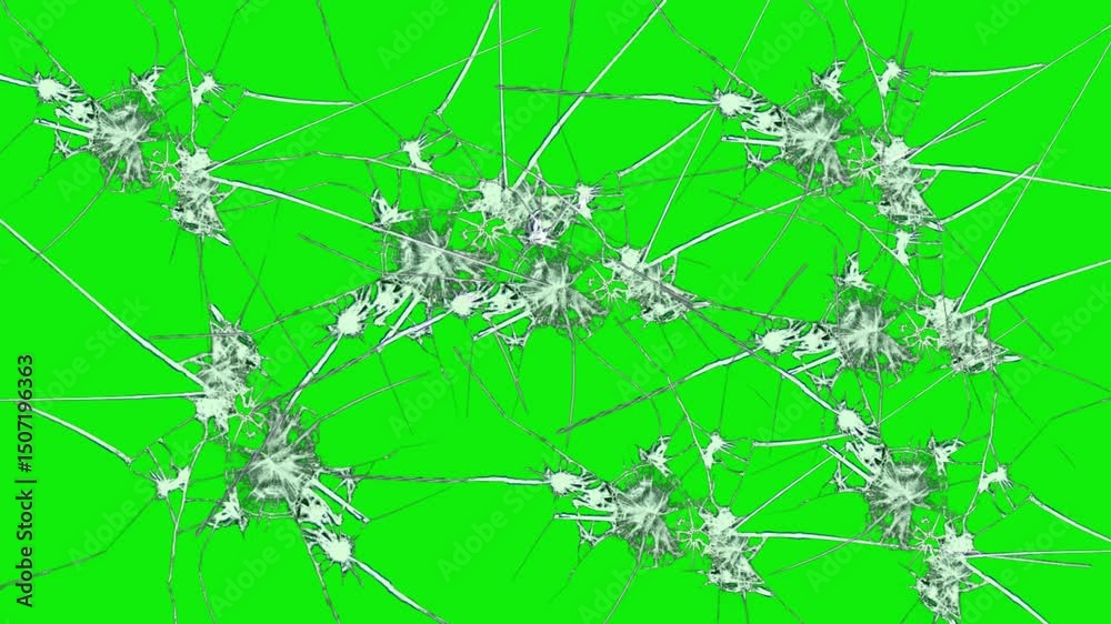 Footage of broken glass, with green screen in the background.