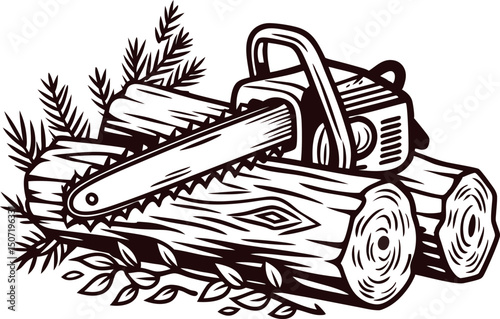 a-hand-drawn-chainsaw-resting-on-a-pile-of-logs--w (1).eps