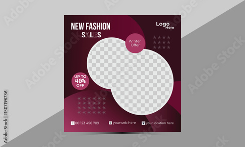New Fashion Sales Winter social media post design.
