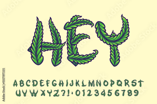 Alphabet Weed Cannabis Cartoon Vector