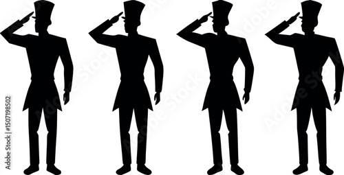 A powerful silhouette of a soldier saluting, symbolizing honor, respect, and patriotism. Perfect for Veterans Day, Memorial Day, and military tribute designs.
