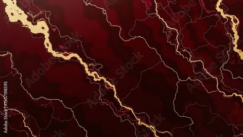 Luxurious red marble texture with golden veins abstract elegant background design