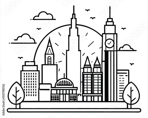 London Skyline with Big Ben and Tower Bridge