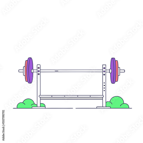 Bench Press Barbell Vector Illustration