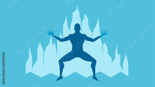 Metabolic Boost A silhouette of a person in a dynamic pose with icicles around illustrating increased metabolism and calorie burning as a result of exposure to cold temperatures.
