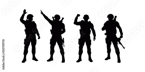 Detailed crouching army figure silhouette, representing discipline, cover tactics, and battlefield realism. Perfect for use in tactical branding or war-themed art.