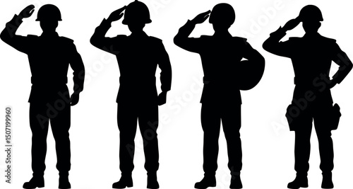 A powerful silhouette of a soldier saluting, symbolizing honor, respect, and patriotism. Perfect for Veterans Day, Memorial Day, and military tribute designs.
