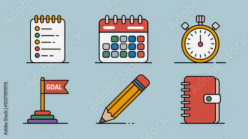 Optimize your time management with calendar stopwatch and notebook for productivity and goal achievement