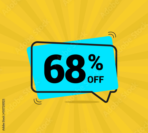 68% OFF sale, sixty eight percent. Coupon of Discount Price. Discount promotion. Banner for One percent off offers. Yellow and blue Design. Vector illustration.