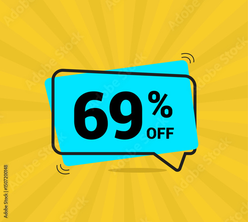 69% OFF sale, sixty nine percent. Coupon of Discount Price. Discount promotion. Banner for One percent off offers. Yellow and blue Design. Vector illustration.