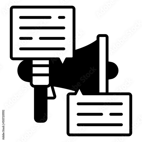Political Protest Icons: Bullhorn and Signage Vector