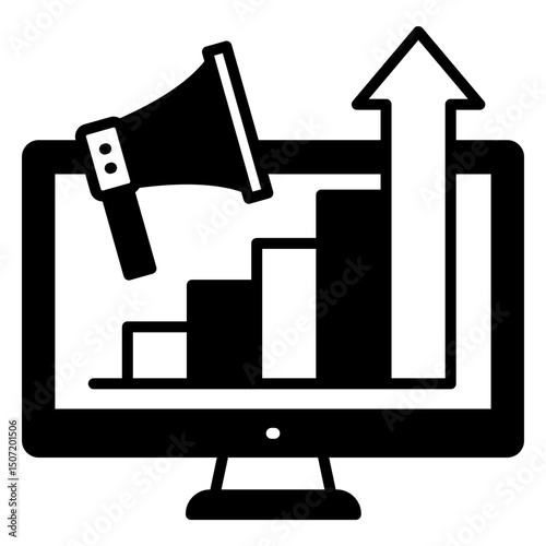 Digital Marketing Analytics on Computer with Megaphone