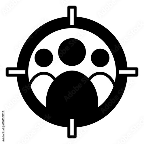 Targeted Audience Icon, Customer Segmentation Symbol in Crosshair