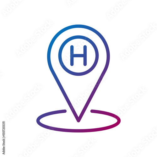 hotel location gradient line icon
