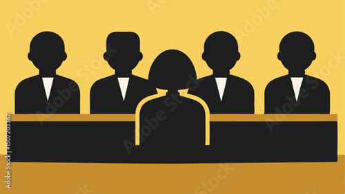 Crowd of Jurors A group of jurors seated and attentive depicted as silhouettes illustrating their focused attention on the witnesss testimony.