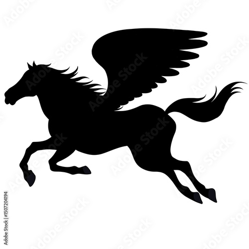 午年　ペガサスのイラスト　シルエット