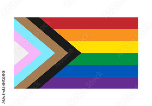 Bandera del orgullo LGBTQ+ en fondo blanco
