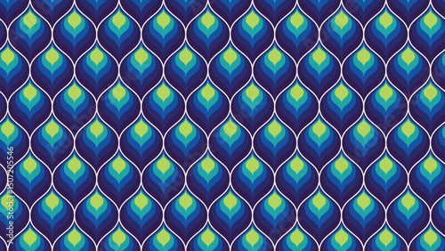 Seamless peacock feather pattern. Peacock feather design pattern for Interior and Banners design. Vector illustration.