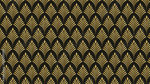 Luxury dark and gold background combine with curve pattern element. Vector abstract luxury backgrounds for poster, flyer, digital board and concept design. Gold text. Golden feather concept.