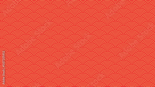 Japanese seigaiha pattern. Black and white scallops print. Fish squama or dragon scale. Sea or ocean waves background