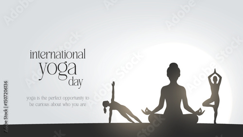 international yoga day. yoga body posture. Woman practicing yoga. vector illustration design. 21 june International yoga day vector poster