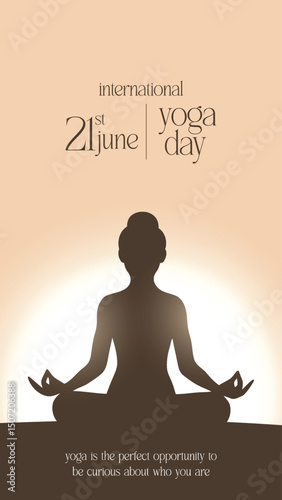 international yoga day. yoga body posture. Woman practicing yoga. vector illustration design. 21 june International yoga day vector poster