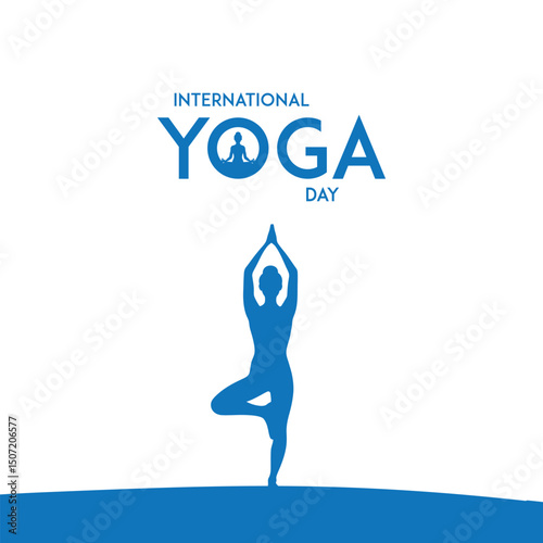 international yoga day. yoga body posture. Woman practicing yoga. vector illustration design. 21 june International yoga day vector poster