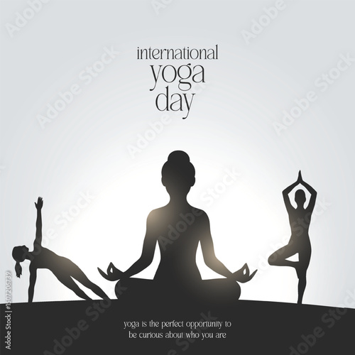 international yoga day. yoga body posture. Woman practicing yoga. vector illustration design. 21 june International yoga day vector poster